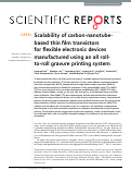 Cover page: Scalability of carbon-nanotube-based thin film transistors for flexible electronic devices manufactured using an all roll-to-roll gravure printing system