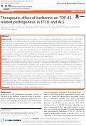 Cover page: Therapeutic effect of berberine on TDP-43-related pathogenesis in FTLD and ALS