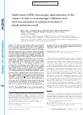 Cover page: Multimodal CARS microscopy determination of the impact of diet on macrophage infiltration and lipid accumulation on plaque formation in ApoE-deficient mice[S]