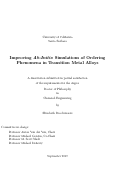 Cover page: Improving Ab-Initio Simulations of Ordering Phenomena in Transition Metal Alloys