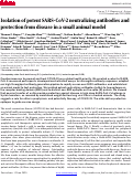 Cover page: Isolation of potent SARS-CoV-2 neutralizing antibodies and protection from disease in a small animal model