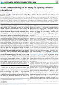 Cover page: SF3B1 thermostability as an assay for splicing inhibitor interactions.