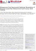 Cover page: Metagenomes from Experimental Hydrologic Manipulation of Restored Coastal Plain Wetland Soils (Tyrell County, North Carolina)