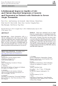 Cover page: Lebrikizumab Improves Quality of Life and Patient-Reported Symptoms of Anxiety and Depression in Patients with Moderate-to-Severe Atopic Dermatitis.