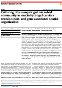 Cover page: Culturing of a complex gut microbial community in mucin-hydrogel carriers reveals strain- and gene-associated spatial organization.