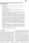 Cover page: Theoretical detection threshold of the proton‐acoustic range verification technique