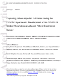 Cover page: Capturing Patient‐Reported Outcomes During the COVID‐19 Pandemic: Development of the COVID‐19 Global Rheumatology Alliance Patient Experience Survey