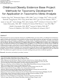 Cover page: Childhood Obesity Evidence Base Project: Methods for Taxonomy Development for Application in Taxonomic Meta-Analysis.