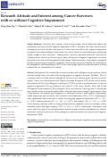 Cover page: Research Attitude and Interest among Cancer Survivors with or without Cognitive Impairment