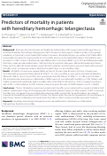 Cover page: Predictors of mortality in patients with hereditary hemorrhagic telangiectasia