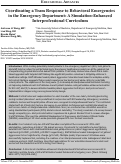 Cover page: Coordinating a Team Response to Behavioral Emergencies in the Emergency Department: A Simulation-Enhanced Interprofessional Curriculum