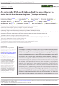 Cover page: An epigenetic DNA methylation clock for age estimates in Indo-Pacific bottlenose dolphins (Tursiops aduncus).