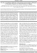 Cover page: The Use of Qualitative Methods in Developing Implementation Strategies in Prevention Research for Stroke Survivors in Nigeria