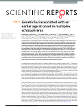 Cover page: Genetic loci associated with an earlier age at onset in multiplex schizophrenia