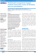 Cover page: Multimodal management of giant cerebral aneurysms: review of literature and case presentation