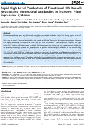 Cover page: Rapid High-Level Production of Functional HIV Broadly Neutralizing Monoclonal Antibodies in Transient Plant Expression Systems