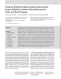 Cover page: Using the National Surgical Quality Improvement Project (NSQIP) to Perform Clinical Research in Colon and Rectal Surgery