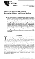 Cover page: Literacy as Sociocultural Practice: Comparing Chinese and Korean Readers