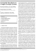 Cover page: Sustainable Remediation in Complex Geologic Systems