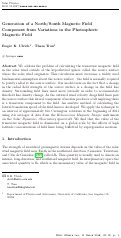 Cover page: Generation of a North/South Magnetic Field Component from Variations in the Photospheric Magnetic Field