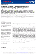 Cover page: Early‐onset Alzheimer's disease shows a distinct neuropsychological profile and more aggressive trajectories of cognitive decline than late‐onset