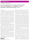 Cover page: Clinical Implementation of a Breast Cancer Risk Assessment Program in a Multiethnic Patient Population: Which Risk Model to Use?