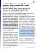 Cover page: Precision medicine screening using whole-genome sequencing and advanced imaging to identify disease risk in adults