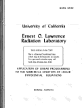 Cover page: APPLICATION OF LINEAR PROGRAMING TO THE NUMERICAL SOLUTION OF LINEAR DIFFERENTIAL EQUATIONS