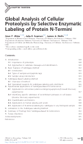 Cover page: Global Analysis of Cellular Proteolysis by Selective Enzymatic Labeling of Protein N-Termini