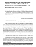 Cover page: Does Whitening Happen? Distinguishing between Race and Color Labels in an African-Descended Community in Peru