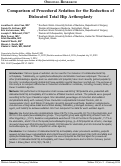 Cover page: A Comparison of Procedural Sedation for the Reduction of Dislocated Total Hip Arthroplasty