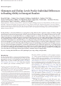 Cover page: Glutamate and Choline Levels Predict Individual Differences in Reading Ability in Emergent Readers