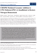 Cover page: CRISPR-Mediated Genomic Addition to CPS1 Deficient iPSCs is Insufficient to Restore Nitrogen Homeostasis.