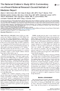 Cover page: The National Children's Study 2014: commentary on a recent National Research Council/Institute of Medicine Report.