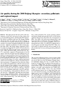 Cover page: Air quality during the 2008 Beijing Olympics: secondary pollutants and regional impact