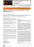 Cover page: Impact of social isolation on behavioral health in elderly: Systematic review.