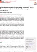 Cover page: Pseudomonas syringae Increases Water Availability in Leaf Microenvironments via Production of Hygroscopic Syringafactin.