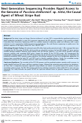 Cover page: Next Generation Sequencing Provides Rapid Access to the Genome of Puccinia striiformis f. sp. tritici, the Causal Agent of Wheat Stripe Rust