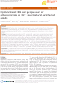 Cover page: Dysfunctional HDL and progression of atherosclerosis in HIV-1-infected and -uninfected adults