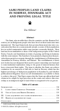 Cover page: Sami Peoples Land Claims in Norway, Finmark Act and Providing Legal Title