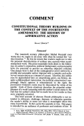 Cover page: Constitutional Theory Building in the Context of the Fourteenth Amendment: The History of Affirmative Action