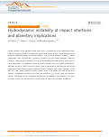 Cover page: Hydrodynamic instability at impact interfaces and planetary implications.