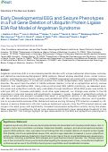 Cover page: Early developmental EEG and seizure phenotypes in a full gene deletion of ubiquitin protein ligase E3A rat model of Angelman syndrome