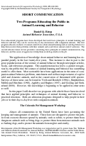 Cover page: Two Programs Educating the Public in Animal Learning and Behavior