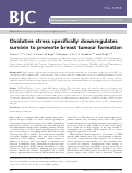 Cover page: Oxidative stress specifically downregulates survivin to promote breast tumour formation