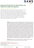 Cover page: Remote effects of Tibetan Plateau spring land temperature on global subseasonal to seasonal precipitation prediction and comparison with effects of sea surface temperature: the GEWEX/LS4P Phase I experiment