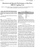 Cover page: Electrical and Quench Performance of the First MICE Coupling Coil