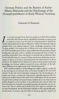 Cover page: German Politics and the Burden of <em>Kultur</em>. Mann, Meinecke and the Psychology of the <em>Vernunftrepublikaner</em> in Early Weimar Germany