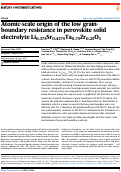 Cover page: Atomic-scale origin of the low grain-boundary resistance in perovskite solid electrolyte Li<sub>0.375</sub>Sr<sub>0.4375</sub>Ta<sub>0.75</sub>Zr<sub>0.25</sub>O<sub>3</sub>.