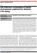 Cover page: Late Paleozoic oxygenation of marine environments supported by dolomite U-Pb dating.